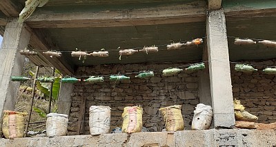 hanging plastic bottle